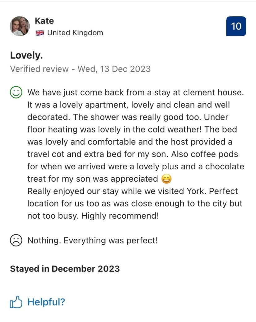 Apartamento Clement House, York, Free Ev And Parking York